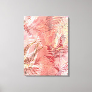 Toile Feuille rose de corail de fougère de peinture