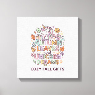 Toile Feuilles d'automne de licorne et rêves de licorne