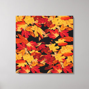 Toile Feuilles d'automne en rouge jaune Orange Brown