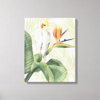 Feuilles De Palmiers Avec Oiseau Blanc