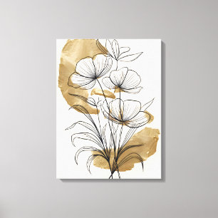 Toile Feuilles d'or de luxe Fleurs Abstraites