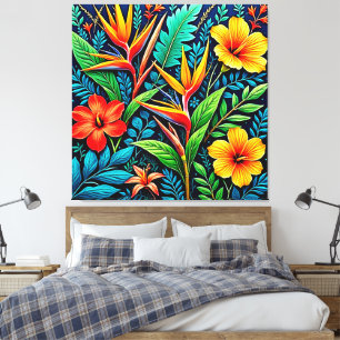 Toile Feuilles Tropicales Fleurissent Art