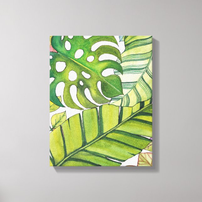 Toile Feuilles Tropicaux En Aquarelle (Recto)