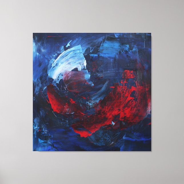Toile Fiery Red Blue Bold Abstract Wall Art (Recto)