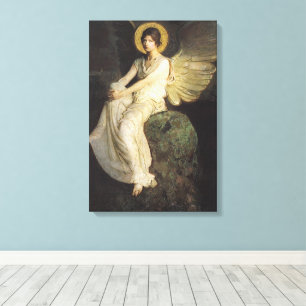 Toile Figure ailée assise sur un rocher par Abbott Thaye