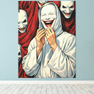 Toile Figures de culte masquées grimaçantes effrayantes