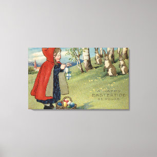 Toile Fille à capuchon rouge remettant des oeufs aux