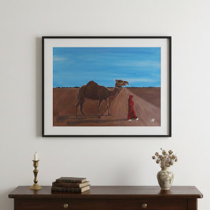 Toile Fille au chameau Peinture de Alfred Fox