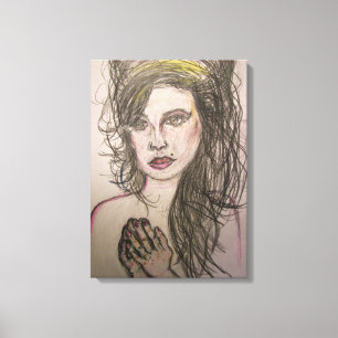 Toile fille aux cheveux de ruche priant