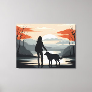Toile Fille avec le chien