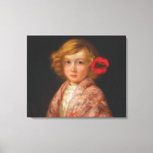 Toile Fille avec une fleur rouge dans ses cheveux