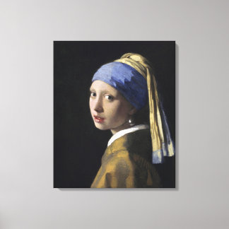 Toile Fille avec une perle à oreille par Johannes Vermee