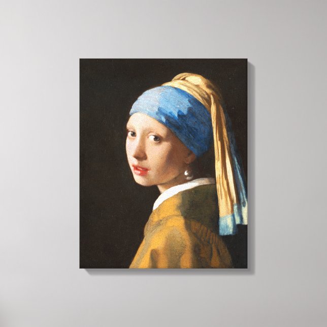 Toile Fille avec une perle d'oreille Portrait Peinture (Recto)