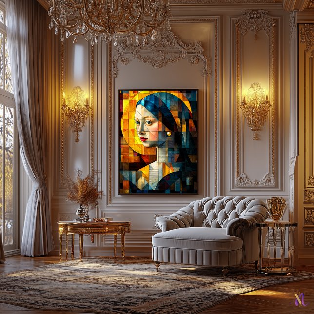Toile Fille avec une perle oreille en verre tendu mosaïq (Créateur téléchargé)