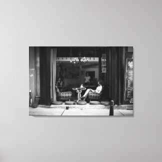 Toile Fille dans un café et café TIme - Photo de rue