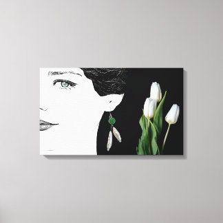 Toile Fille en perle oreille mode illustration art