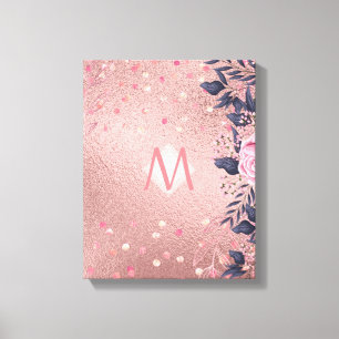 Toile Fille jamais ROSEGOLD Bleu rose Floral MONOGRAS