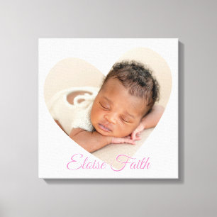 Toile FILLE MODERNE photo mignonne cadre cœur en rose