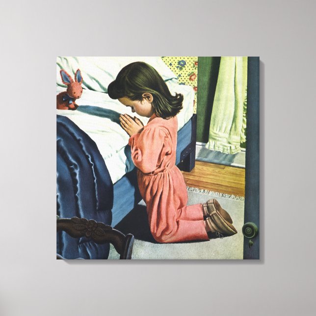 Toile Fille priant au coucher, la prière du Seigneur (Recto)