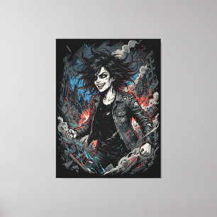 Toile Fille Punk Chaos Contrôlé Rebelle Grunge Urbaine
