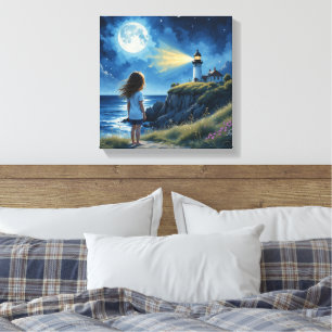 Toile Fille regardant le phare Canvas Art