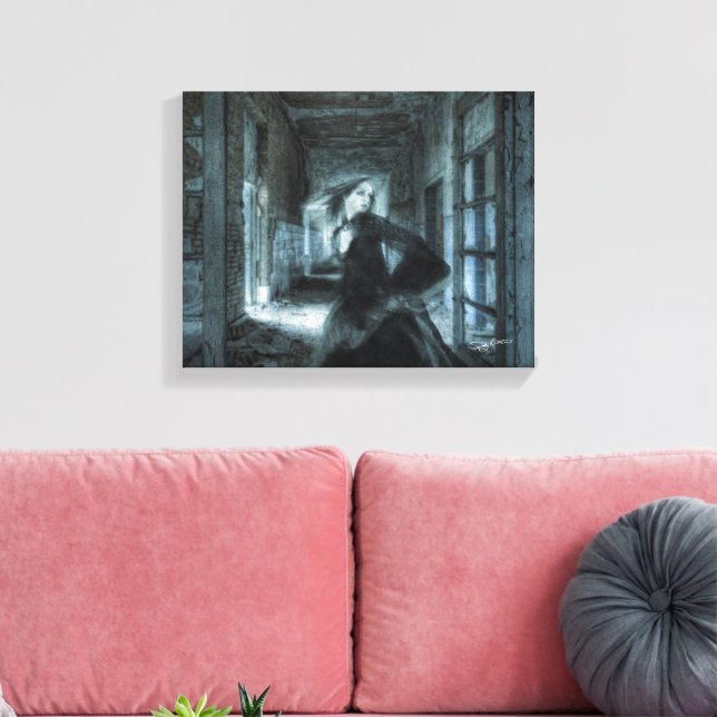 Toile Fille victorienne effrayée Fantôme Courir dans le  (Insitu(Salon))