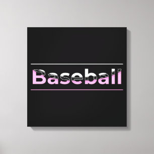 Toile Filles Baseball - Typographie Géométrique Rose