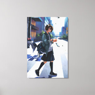 Toile Filles d'anime vertical Premium Wrapped Canvas(Glo
