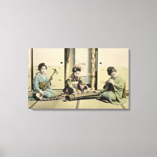 Toile Filles japonaises jouant la cannelure, le "koto"