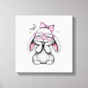 Toile Filles Pâques Lapin Mignon Visage Rose Pâques Enfa