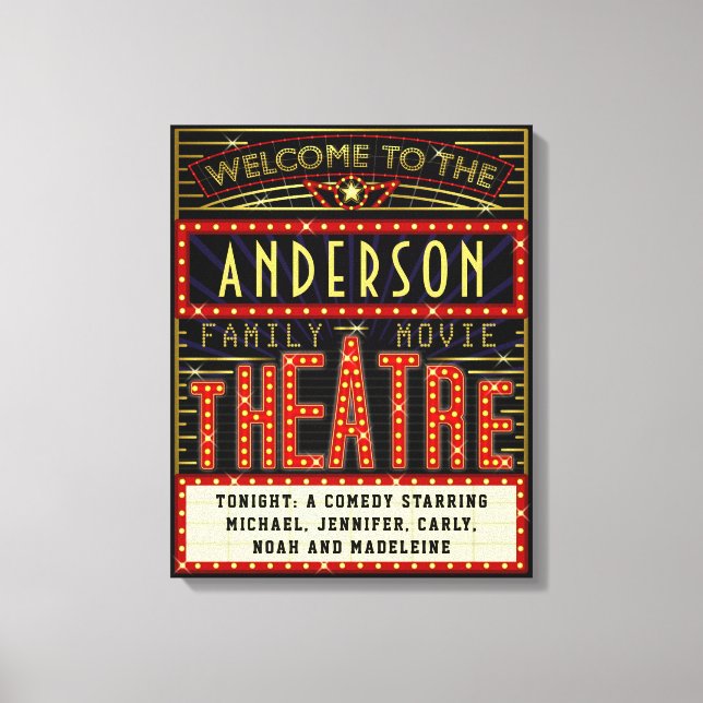 Toile Film Theatre Marquee Home Cinéma | Nom personnalis (Recto)