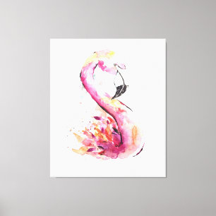 Toile Flamant rose aquarelle   Flamant rose drôle