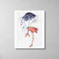 Flamant rose et parasol