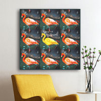 Flamant rose rose jaune Oiseau Photo Motif OEuvre