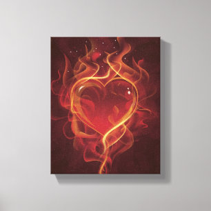 Toile FlamingFlamingHeart feu d'amour rouge foncé flamm