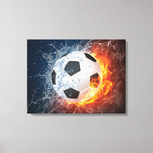 Toile Flamme Football/Balle de Football Jeu d'oreiller