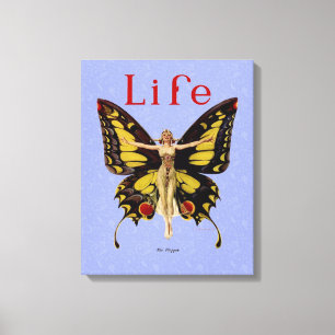 Toile Flapper Butterfly Flying Woman Illustration