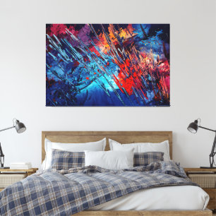 Toile Flèche de feu bleu rouge Art Abstrait contemporain