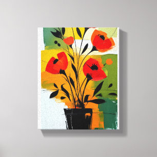 Toile fleur abstraite vibrante plante fixe
