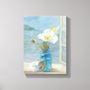 Toile Fleur blanche donnant sur la mer