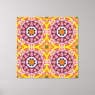 Toile Fleur bleue et orange