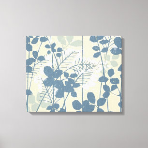 Toile Fleur de feuille bleue asiatique japonaise