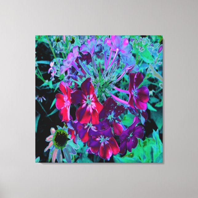 Toile Fleur de jardin rouge, violet et rose (Recto)