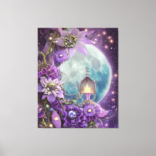 Toile Fleur de lune violette Imaginaire détaillée