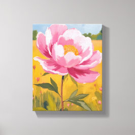 Toile Fleur de paon | Aquarelle de champ de fleurs roses