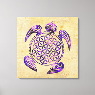 Toile Fleur de vie / Blume des Lebens - tortue violet