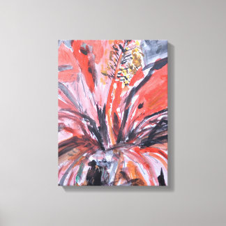 Toile Fleur d'Hibiscus Rouge Expressionniste