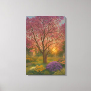 Toile Fleur d'or - Peinture de jardin couché de soleil