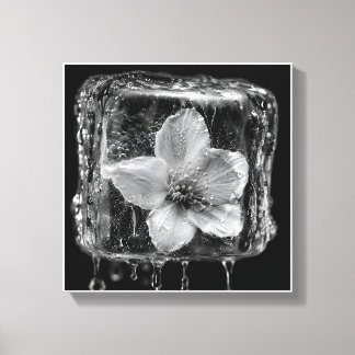 Toile Fleur gelée fondant la glace