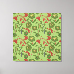 Toile Fleur motif, branche, feuille fleurie verte sans s